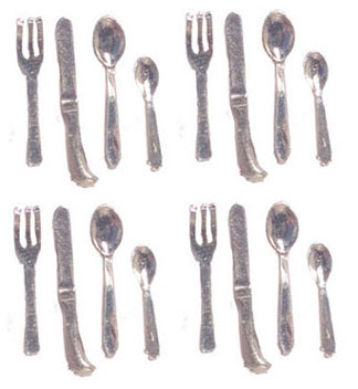 Dollhouse Miniature 16Pc Flatware Set